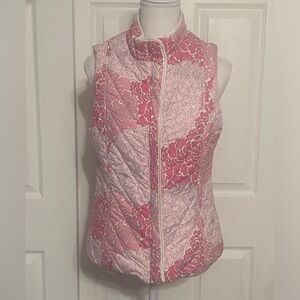 Lilly Pulitzer Reversible Floral Print and Cream Quilted Puffer Vest Size Medium